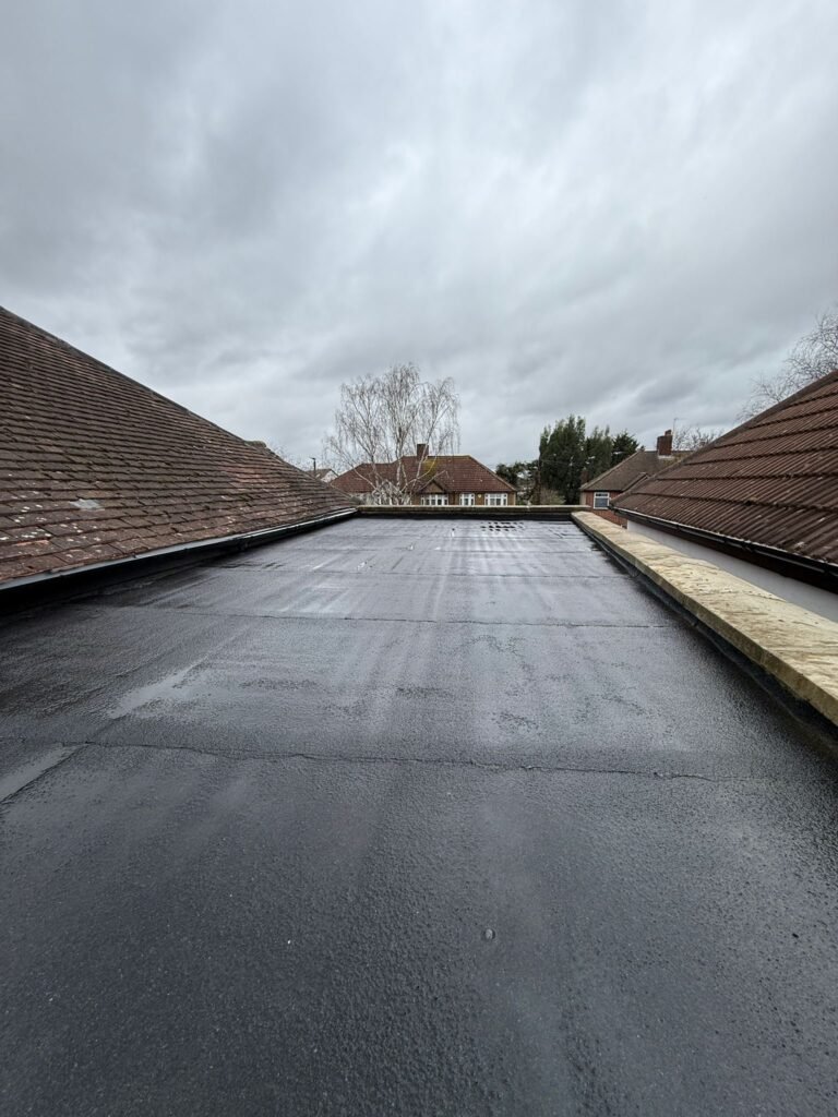 Flat roof membrane finished by Aulakh Roofing